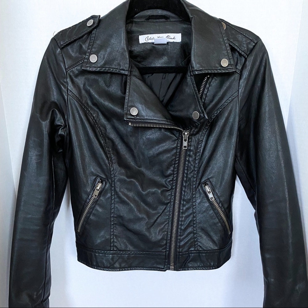 Black Faux Leather Jacket Size M